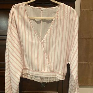 Pink and white striped top